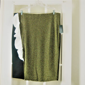 Eloquii Skirt Gold Metallic Size 20 White Ruffle NWT